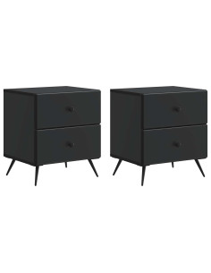 Armadio da Notte con cassetto 2 pcs Nero 43 x 34,5 x 47,5 cm
