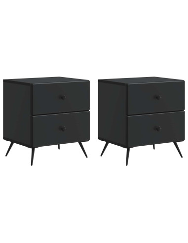 Armadio da Notte con cassetto 2 pcs Nero 43 x 34,5 x 47,5 cm