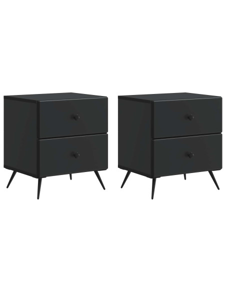 Armadio da Notte con cassetto 2 pcs Nero 43 x 34,5 x 47,5 cm