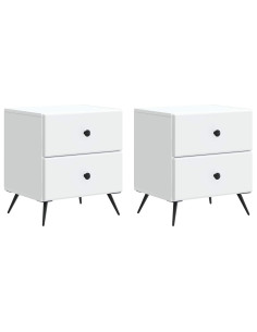 Armadio da Notte con cassetto 2 pcs Bianco 43 x 34,5 x 47,5 cm