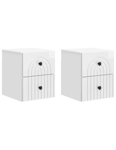 Mobiletto da notte a muro 2 pcs Bianco Lucido 33 x 34,5 x 40 cm