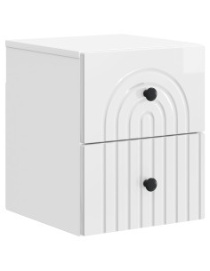 Mobiletto da notte a muro Bianco Lucido 33 x 34,5 x 40 cm