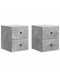 Mobiletto da notte a muro con cassetto 2 pcs Grigio Cemento