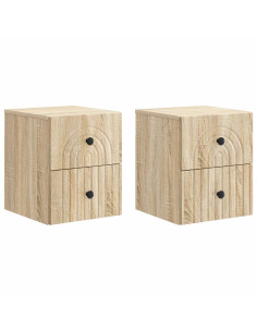 Mobiletto da notte a muro 2 pcs Rovere Sonoma 33 x 34,5 x 40 cm