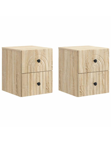 Mobiletto da notte a muro 2 pcs Rovere Sonoma 33 x 34,5 x 40 cm