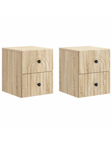 Mobiletto da notte a muro 2 pcs Rovere Sonoma 33 x 34,5 x 40 cm