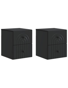 Mobiletto da notte a muro 2 pcs Nero 33 x 34,5 x 40 cm