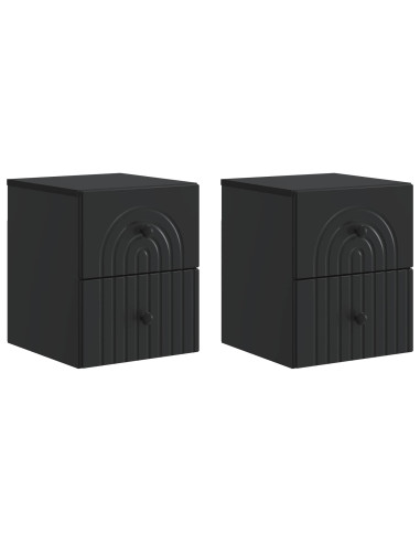 Mobiletto da notte a muro 2 pcs Nero 33 x 34,5 x 40 cm