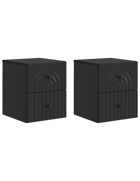 Mobiletto da notte a muro 2 pcs Nero 33 x 34,5 x 40 cm