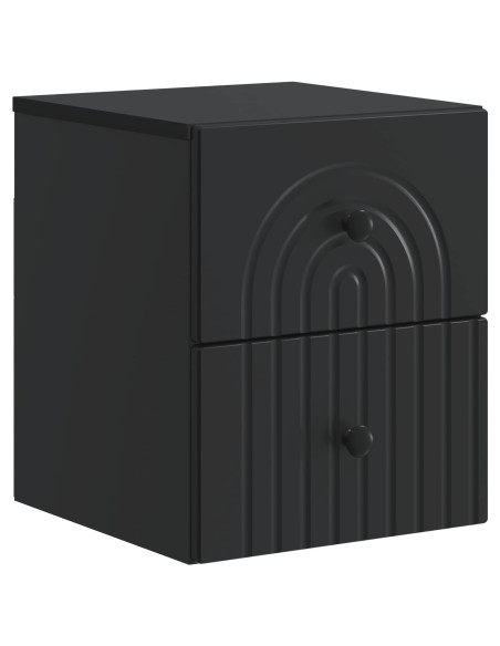 Mobiletto da notte a muro con cassetto Nero 33 x 34,5 x 40 cm