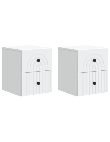 Mobiletto da notte a muro 2 pcs Bianco 33 x 34,5 x 40 cm