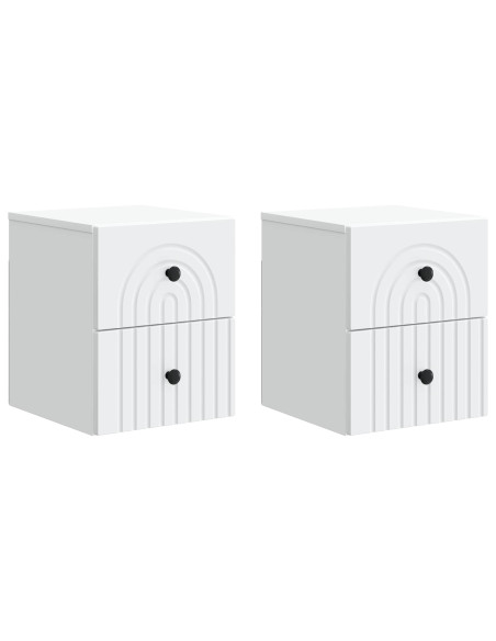 Mobiletto da notte a muro 2 pcs Bianco 33 x 34,5 x 40 cm