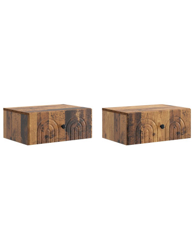 Mobiletto da notte a muro 2 pcs Legno antico 49 x 34,5 x 20 cm