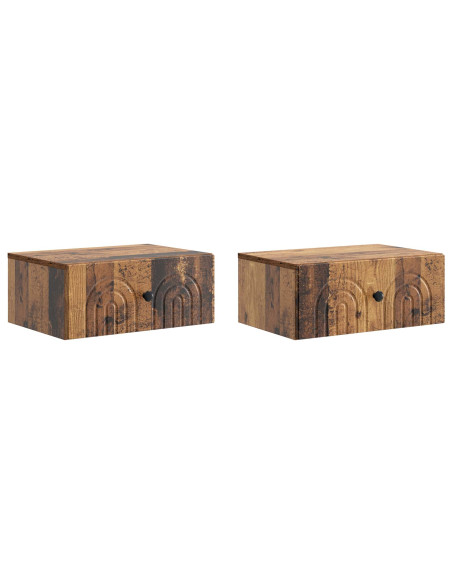 Mobiletto da notte a muro 2 pcs Legno antico 49 x 34,5 x 20 cm