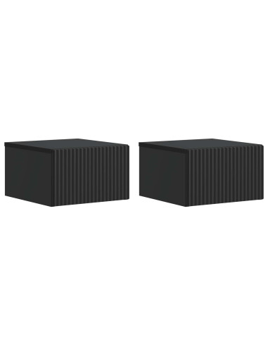 Mobiletto da notte a muro 2 pcs Nero 33 x 34,5 x 20 cm