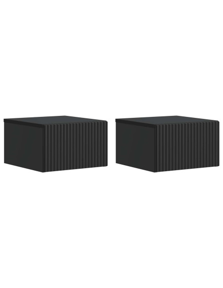 Mobiletto da notte a muro 2 pcs Nero 33 x 34,5 x 20 cm