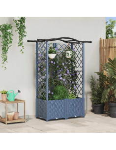 Letto Rialzato con Griglia e Tetto Grigio 122 x 40 x 141 cm PP