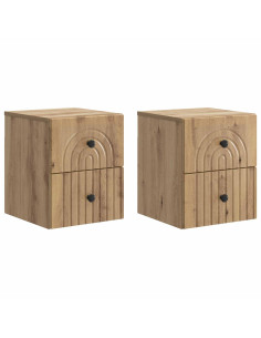 Mobiletto da notte a muro con cassetto 2 pcs Rovere Artigianale