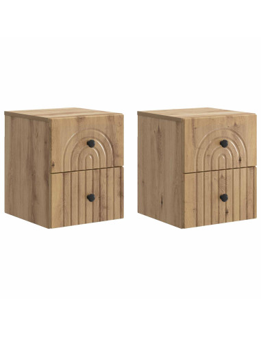 Mobiletto da notte a muro con cassetto 2 pcs Rovere Artigianale