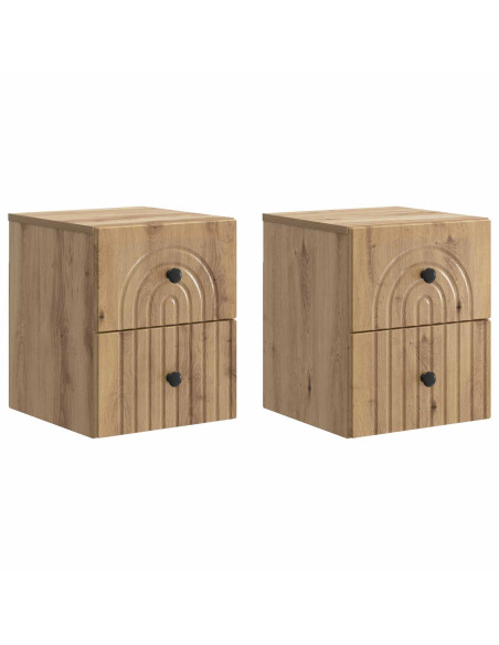 Mobiletto da notte a muro con cassetto 2 pcs Rovere Artigianale