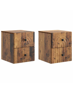 Mobiletto da notte a muro 2 pcs Legno antico 33 x 34,5 x 40 cm