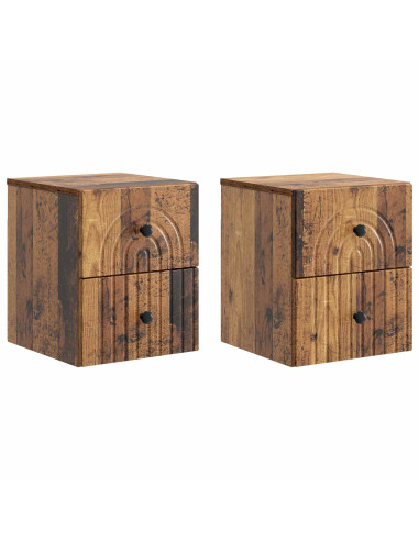 Mobiletto da notte a muro 2 pcs Legno antico 33 x 34,5 x 40 cm