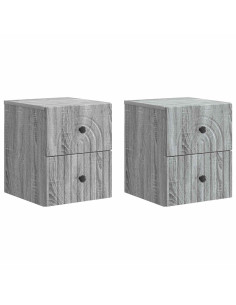 Mobiletto da notte a muro 2 pcs Grigio Sonoma 33 x 34,5 x 40 cm