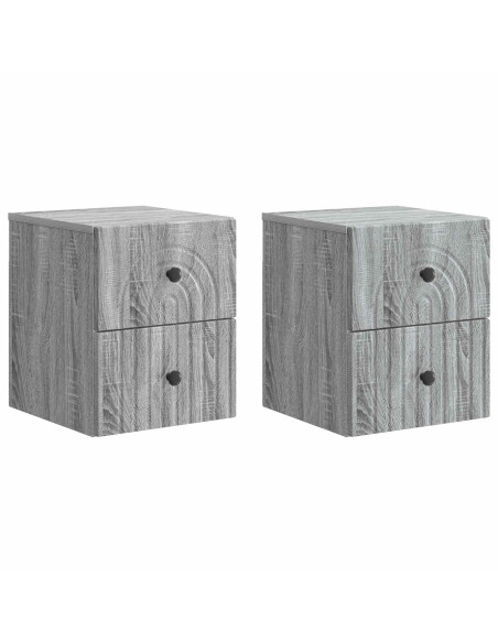 Mobiletto da notte a muro 2 pcs Grigio Sonoma 33 x 34,5 x 40 cm