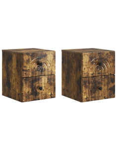 Mobiletto da notte a muro 2 pcs Rovere Fumo 33 x 34,5 x 40 cm