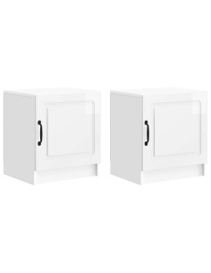 Armadio da Notte 2 pcs Bianco Lucido 43 x 34,5 x 47 cm