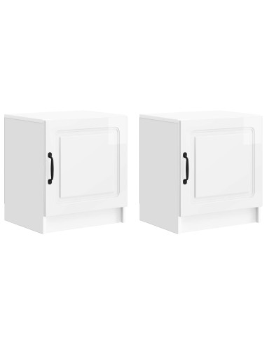 Armadio da Notte 2 pcs Bianco Lucido 43 x 34,5 x 47 cm