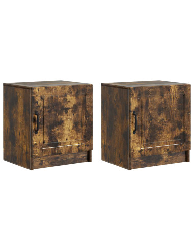 Armadio da Notte 2 pcs Rovere Fumo 43 x 34,5 x 47 cm
