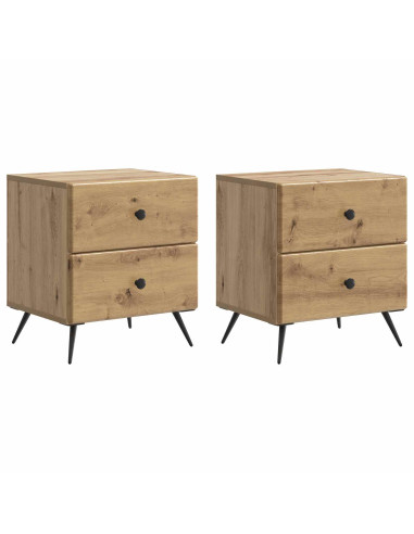 Armadio da Notte 2 pcs Rovere Artigianale 43 x 34,5 x 47,5 cm