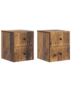 Mobiletto da notte a muro 2 pcs Legno antico 33 x 34,5 x 40 cm