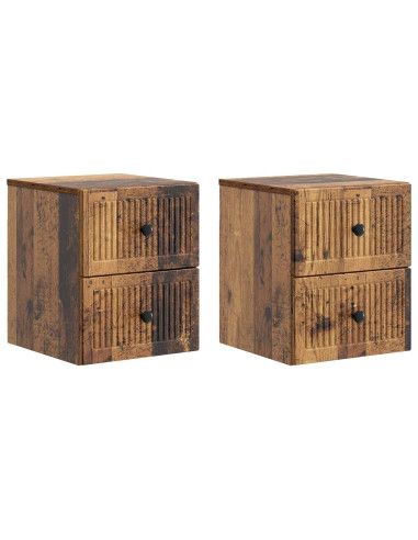 Mobiletto da notte a muro 2 pcs Legno antico 33 x 34,5 x 40 cm
