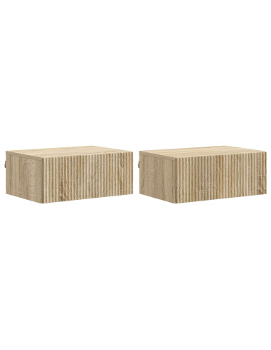 Mobiletto da notte a muro 2 pcs Rovere Sonoma 49 x 34,5 x 20 cm