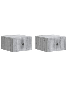 Mobiletto da notte a muro 2 pcs Grigio Sonoma 33 x 34,5 x 20 cm