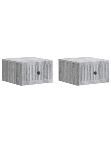 Mobiletto da notte a muro 2 pcs Grigio Sonoma 33 x 34,5 x 20 cm