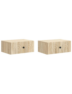 Mobiletto da notte a muro 2 pcs Rovere Sonoma 49 x 34,5 x 20 cm