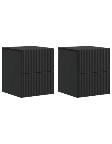 Mobiletto da notte a muro 2 pcs Nero 33 x 34,5 x 40 cm