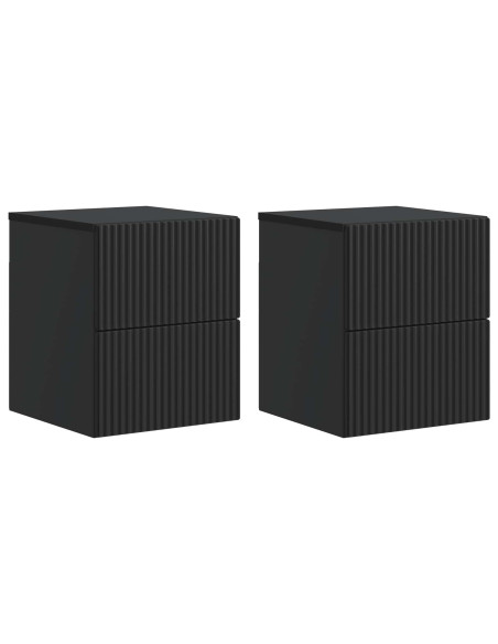 Mobiletto da notte a muro 2 pcs Nero 33 x 34,5 x 40 cm