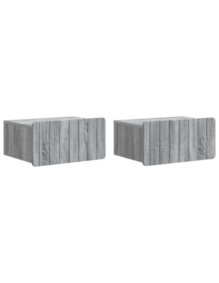 Mobiletto da notte a muro 2 pcs Grigio Sonoma 49 x 34,5 x 24 cm