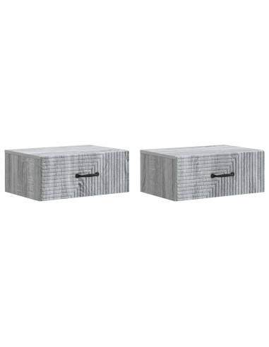 Mobiletto da notte a muro 2 pcs Grigio Sonoma 49 x 34,5 x 20 cm