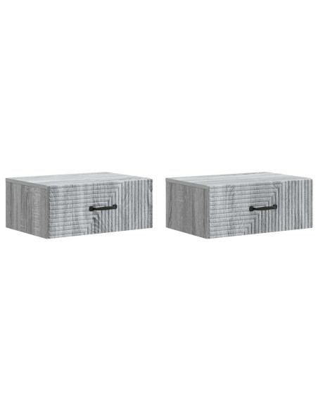 Mobiletto da notte a muro 2 pcs Grigio Sonoma 49 x 34,5 x 20 cm