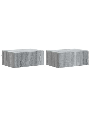 Mobiletto da notte a muro 2 pcs Grigio Sonoma 49 x 34,5 x 20 cm