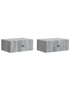 Mobiletto da notte a muro 2 pcs Grigio Sonoma 49 x 34,5 x 20 cm