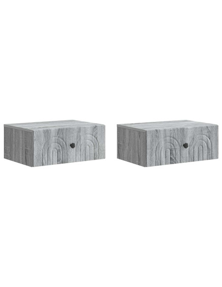 Mobiletto da notte a muro 2 pcs Grigio Sonoma 49 x 34,5 x 20 cm