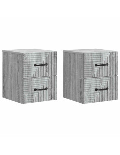 Mobiletto da notte a muro 2 pcs Grigio Sonoma 34,5 x 33 x 40 cm