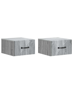 Mobiletto da notte a muro 2 pcs Grigio Sonoma 34,5 x 33 x 20 cm