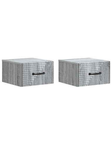 Mobiletto da notte a muro 2 pcs Grigio Sonoma 34,5 x 33 x 20 cm